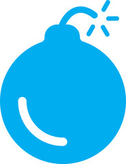 Cyan bomb icon, modern explosive symbol in flat style on transparent background