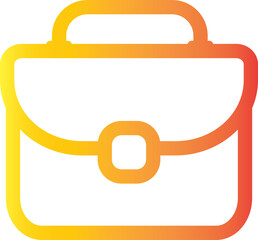 Yellow orange gradient briefcase icon isolated on transparent background