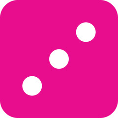 Pink Dice Face Three Icon on Transparent Background