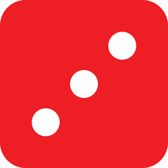 Red Dice Face Three Icon on Transparent Background