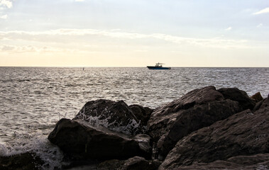 Rocks and Ocean at St Pete Beach Florida Late Afternoon