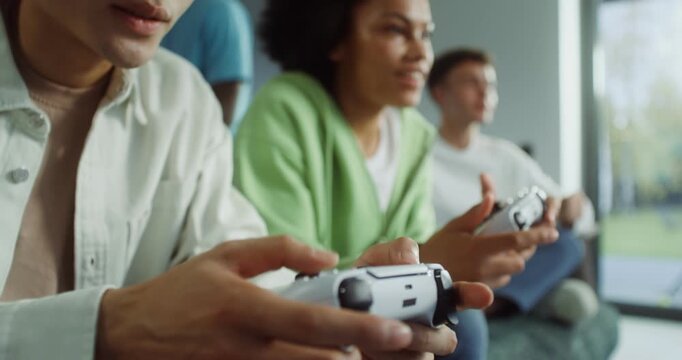 A group of young people gathered for a video game party