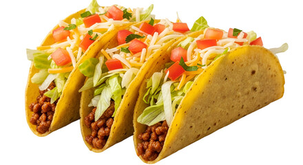 Three Delicious Ground Beef Tacos with Toppings