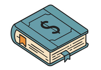 stylized book icon with a dollar sign overlay symbolizing learning and earning Clean modern illustration with a soft blue background Perfect for finance education and business themes