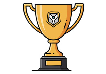 A stylized golden trophy cup with a win symbol. Clean, modern illustration. Perfect for awards, success, and achievement themes.