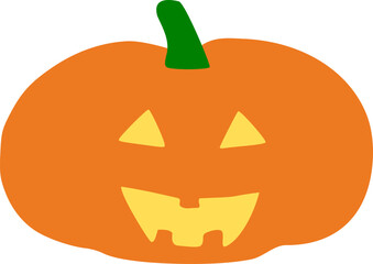 Wide, round jack-o’-lantern pumpkin illustration with playful triangular eyes and teeth. Great for Halloween crafts, stickers, kids’ artwork, and festive home decor.