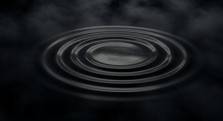 Abstract dark ripples emanating on a mysterious, smoky surface, creating a tranquil yet profound visual effect