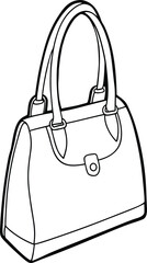 outline sketch of elegant handbag.