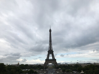 Naklejka premium The Eiffel Tower is lit up at day. Symbol of Paris and France. High quality