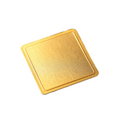 A shimmering square gold plate with a textured surface on a black background