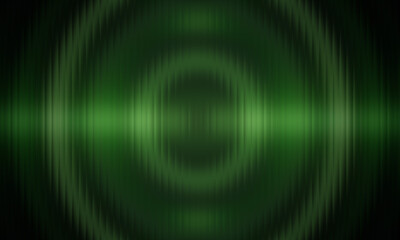 Abstract green oval shape with concentric circles and light streaks on a dark background