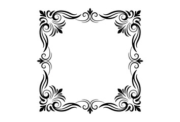 Vector art of elegant black floral frame for invitations and cards