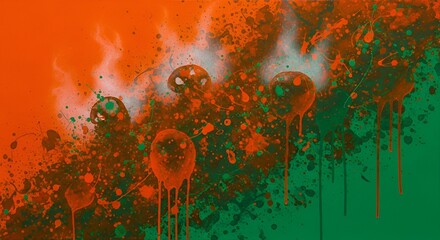 Dynamic abstract painting with vibrant orange and green hues creates a stunning modern design perfect for artistic projects and creative backgrounds