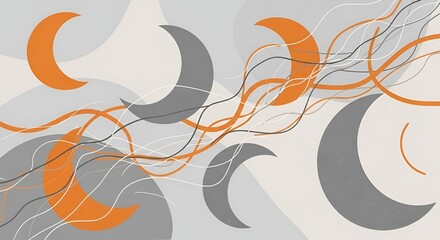 Modern abstract art with dynamic orange and gray shapes for stylish backgrounds or creative projects, a visually striking and contemporary design