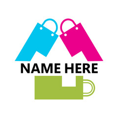 E-commerce Home Delivery Logo Abstract Shopping Bags and Box Symbol.