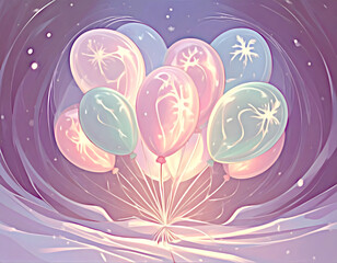 Floating Pastel Snowflake Balloons