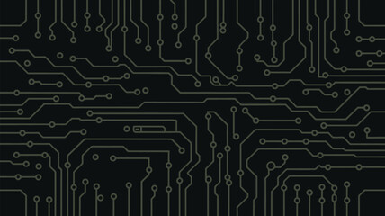 A detailed close up of a dark circuit board pattern with interconnected lines and circular nodes design