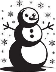 Minimal Vector Snowman Silhouette