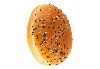Burger bun with sesame seeds isolated