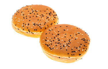 Burger bun with sesame seeds isolated