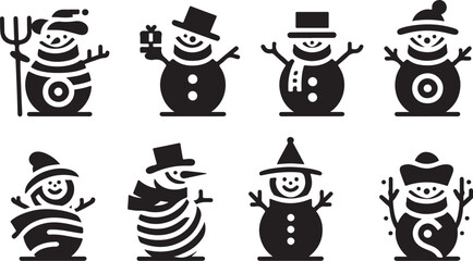 Minimal Vector Snowman Silhouette
