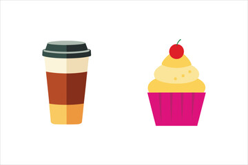 vector illustration of ice cream and drink 