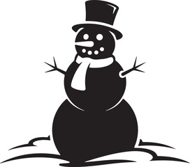 Minimal Vector Snowman Silhouette