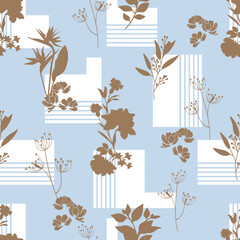 Seamless abstract geometric floral pattern. Vector Illustration.