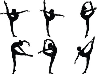 Silhouette, gymnast, dancer, flexibility, balance, strength, acrobatics, artistic pose, modern dance, performance, elegant motion, body movement, choreography, fitness, stretching, graceful posture, t