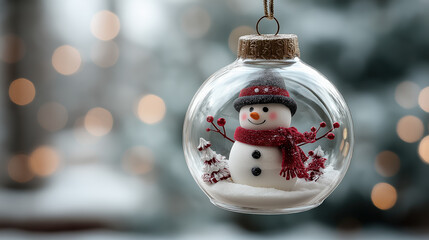 A snowman in a hard hat and gloves intently uses a tablet with a stylus, set against a dark, glowing industrial background. created by ai