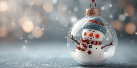 A snowman in a hard hat and gloves intently uses a tablet with a stylus, set against a dark, glowing industrial background. created by ai