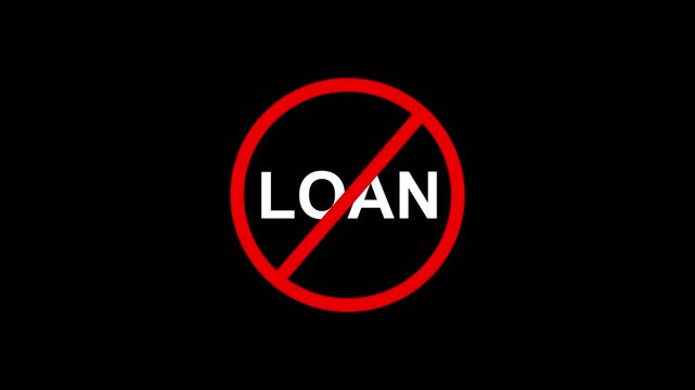 Loan restriction warning with a black background.
