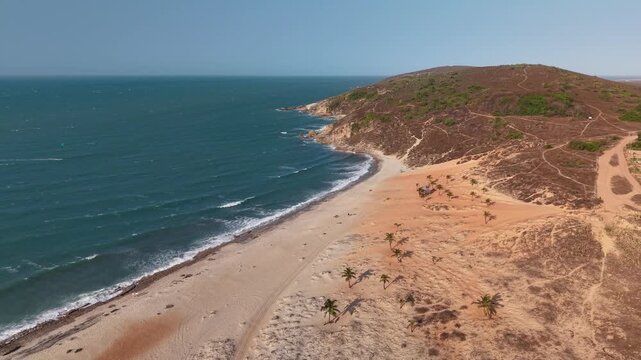 Aerial view of Malhada Beach, Jericoacoara village - Jijoca de Jericoacoara, Cear&aacute;, Brazil