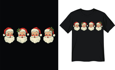 Retro Santa Claus Faces Collection – Vintage Christmas Illustration Set