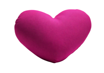 Fuchsia Heart Shaped Cushion isolated on a transparent background