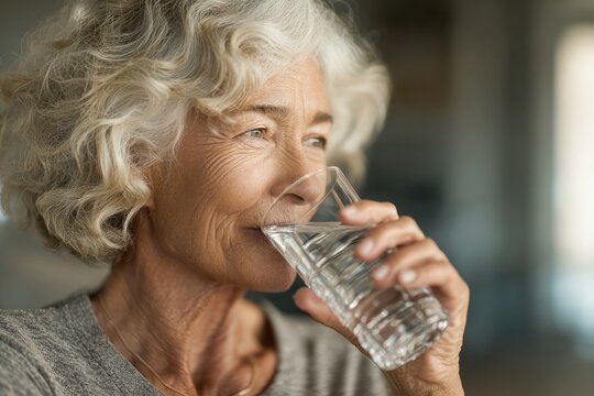 Senior Woman Hydrating for Diabetes Care