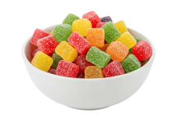 Colorful Gummy Candies White Bowl Fruit Jelly Treats Sweet Snack Sugar Coated Dessert
