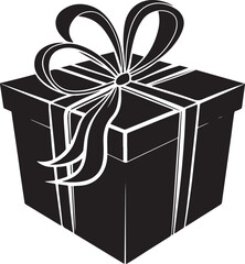 Black Gift Box Vector Silhouette