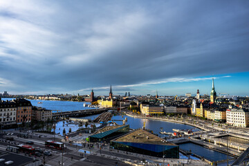 Stockholm, Sweden &ndash; Panorama from Katarina Elevator Showing Historic and Renovated Districts
