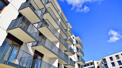 New modern block of flat, condo architecture. Residential apartment flat, luxury house complex....