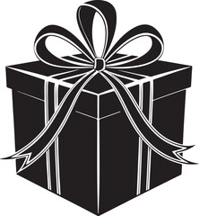 Black Gift Box Vector Silhouette