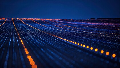 Abstract digital landscape with glowing lines creating a futuristic pattern in the dark