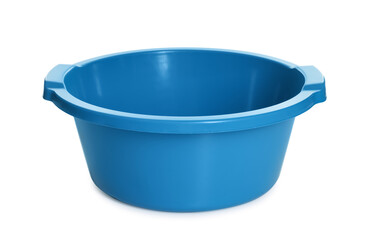 One blue plastic basin isolated on white