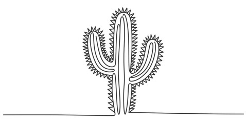 Minimalist continuous line drawing of a saguaro cactus minimalist art vector © Digital Illustration