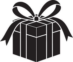 Black Gift Box Vector Silhouette