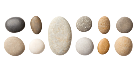 Collection of stones on a transparent background