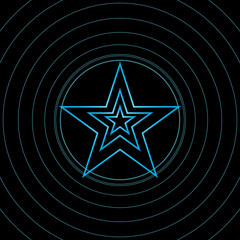 Geometric Star Pattern with Circles and Rings in Blue Abstract Design