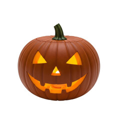 Obraz premium Carved Halloween Pumpkin with Glowing Face isolated on a transparent background jackolantern