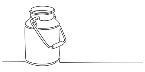 Continuous line drawing of a vintage milk can rustic farmhouse kitchen art vector