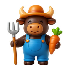 Fototapeta premium PNG Cute farming bull figurine